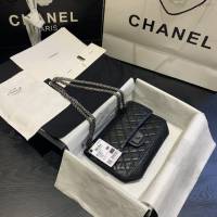Chanel女包 37586# Chanel經典復古大象紋牛皮口蓋鏈包 方扣系列 Chanel鏈條單肩斜挎包  djc3983