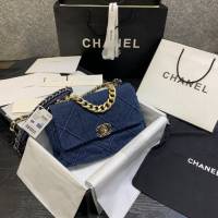 Chanel女包 香奈兒專櫃最新款中號牛仔布包 Chanel19系列牛仔口蓋包 AS1161  djc4311
