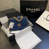 Chanel女包 香奈兒專櫃最新款小號牛仔布包 Chanel19系列牛仔口蓋包 AS1160  djc4312