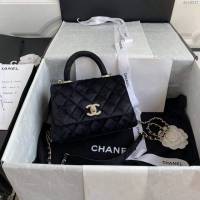 Chanel女包 香奈兒專櫃最新款絲絨鑽石口蓋手提包 Chanel淡金扣kougaib AS2215  djc4317
