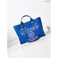 Chanel專櫃23p最新款條紋沙灘包 AS3257 香奈兒爆款小號手提購物袋 djc5139