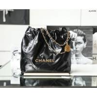 Chanel專櫃新款火爆小號22bag包購物袋 香奈兒收納袋黑色原廠小羊皮鏈條肩背手袋手提袋 djc5264
