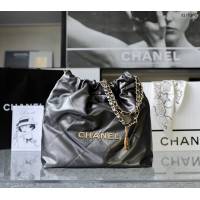 Chanel專櫃新款火爆小號22bag包購物袋 香奈兒收納袋槍銀色原廠小羊皮鏈條肩背手袋手提袋 djc5265