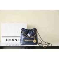 Chanel專櫃新款海軍藍/金扣鏈條女包 香奈兒春夏系列火爆珍珠鏈條Mini22bag djc6778