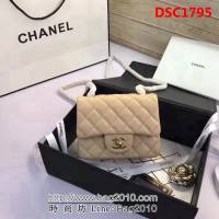 香奈兒CHANEL 升級版A1115全新經典小羊皮金銀鏈條單肩斜挎包 DSC1795