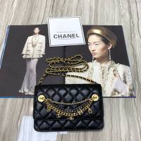 Chanel女包 86031 香奈兒專櫃最新款暢銷款Chanel WOC鏈條包 經典格紋羊皮 黑色 Chanel手拿包  djc2929