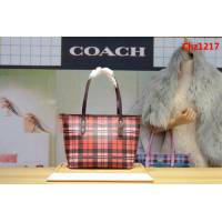 COACH蔻馳 海外代購 最新款 經典格紋 22246 拉鏈款購物袋  Chz1217