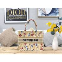 Dior女包 迪奧Book Tote帆布托特包 Dior扶桑花刺繡購物袋  dfk1560