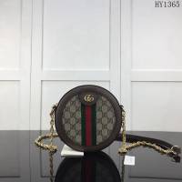 GUCCI古馳 新款 專櫃品質 原單 550618 啡Pvc啡皮繡豬 圓形 鏈條挎包HY1365