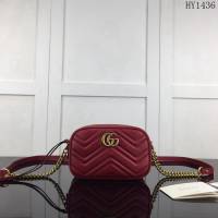 GUCCI古馳 新款 專櫃品質 原單 448065 大紅 女款 鏈條單肩斜挎包HY1436