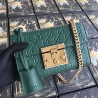 Gucci包 古馳新款 專櫃品質 409487綠壓 Gucci鏈條斜挎女包 Gucci肩背包  gdj1005