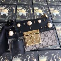 Gucci包 古馳新款女包 專櫃品質 432182pvc黑 Gucci鏈條斜挎女包 Gucci肩背包  gdj1012