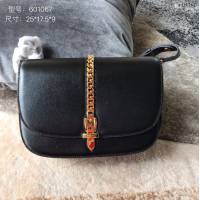 Gucci女包 古馳2020新款 Gucci爆款單肩斜跨女包 Gucci全皮手提袋 602781 黑皮  gdj1166