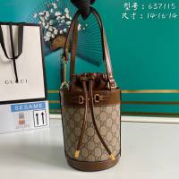 Gucci古馳包包 G家新款女包 637115 古奇啡棕色肩背水桶包 gdj1451