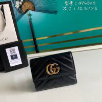 Gucci原厂皮包包 古驰GG Marmont翻盖暗扣钱包 Gucci短夹零钱包 474802  gdj1516
