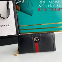 Gucci原厂皮包包 古驰男女拉链款织带GG长钱包 Gucci长夹 523154  gdj1518