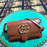 Gucci包 古馳女包 550129 Gucci牛皮單肩女包 Gucci斜挎包 焦糖色  gudj1003