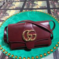 Gucci包 古馳女包 550129 Gucci牛皮單肩女包 Gucci斜挎包 棗紅皮  gudj1007