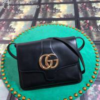 Gucci包 古馳女包 550126 Gucci牛皮單肩女包 Gucci斜挎包 黑皮  gudj1009