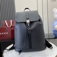 Gucci專櫃古馳最新款飾織帶大號男士雙肩背包 jh1961型號：816750