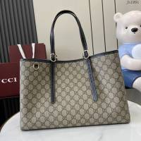 Gucci專櫃古馳最新款購物袋GG圖案條紋織大號肩背包 jh1991型號：815213