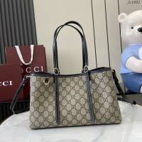 Gucci專櫃古馳最新款購物袋GG圖案條紋織大號肩背包 jh1992型號：815214