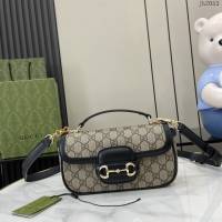 Gucci專櫃古馳最新款Horsebit 1955系列小號手提單肩斜挎女包 jh2053型號：815206
