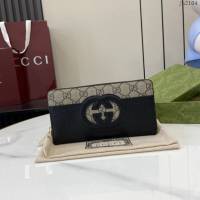 Gucci專櫃古馳最新款飾鏤空互扣式雙G錢包長錢包 jh2104型號：701423