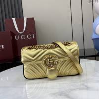Gucci專櫃古馳最新款雙G拉鏈內袋滑鏈包單肩斜挎女包 jh2173型號：446744