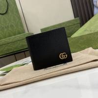 Gucci專櫃古馳最新款Marmont系列皮革雙折錢包男士短夾 jh2238型號：428726