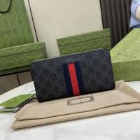 Gucci專櫃古馳最新款飾GG細節拉鏈錢包男士長夾錢包 jh2251型號：408831
