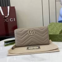 Gucci專櫃古馳最新款Marmont系列絎縫拉鏈長錢包 jh2366型號：443123