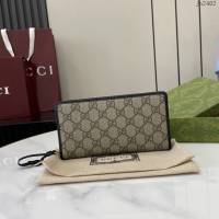 Gucci專櫃古馳最新款Emblem系列拉鏈長夾錢包 jh2402型號：821803