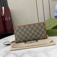 Gucci專櫃古馳最新款Emblem系列拉鏈長夾錢包 jh2410型號：821803