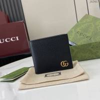 Gucci專櫃古馳最新款Marmont系列皮革雙折錢包男士短夾 jh2417型號：428726