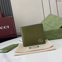 Gucci專櫃古馳最新款Marmont系列皮革雙折錢包男士短夾 jh2422型號：428726