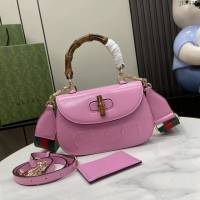 Gucci專櫃古馳最新款Bamboo 1947系列小號竹節手提包 jh2447型號：675797