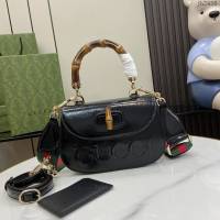 Gucci專櫃古馳最新款Bamboo 1947系列小號竹節手提包 jh2450型號：675797