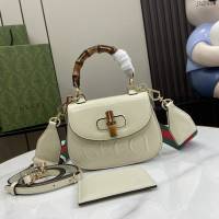 Gucci專櫃古馳最新款Bamboo 1947系列迷你竹節手提包肩背女包 jh2453型號：786482