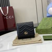 Gucci專櫃古馳最新款三折短錢包女士錢夾 jh2471型號：598629