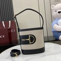 Gucci專櫃古馳2025春夏系列最新款檔案桶包手提單肩斜挎女包 jh2615型號：833665