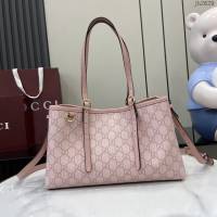 Gucci專櫃古馳最新款購物袋GG圖案條紋織大號肩背包 jh2629型號：815214