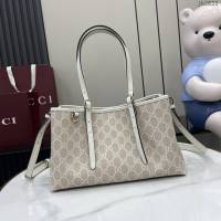 Gucci專櫃古馳最新款購物袋GG圖案條紋織大號肩背包 jh2633型號：815214