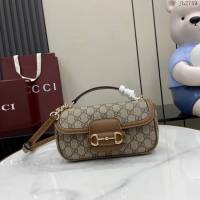 Gucci專櫃古馳最新款Horsebit 1955系列小號手提單肩斜挎女包 jh2759型號：815206