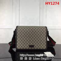 GUCCI古馳原單 新款專櫃品質原單貨實物實拍474138 啡pvc配皮男單肩斜挎包 HY1274