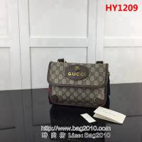 GUCCI古馳原單 新款專櫃品質原單貨實物實拍501050 啡pvc啡皮高仿郵差包 HY1209