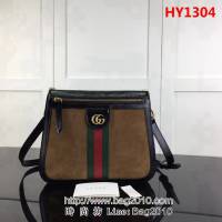 GUCCI古馳頂級原單 新款專櫃品質 實物實拍523658棕色磨沙皮配克漆皮肩背包 HY1304