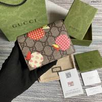 Gucci新款包包 古馳女士零錢包 Gucci心蘋果圖案短夾 663922  ydg3013