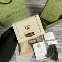 Gucci新款卡包 古馳竹子設計小牛皮錢包 Gucci全皮純色零錢包 658244  ydg3015