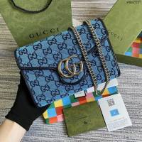 Gucci新款包包 古馳GG Marmont系列斜挎女包 Gucci蘭帆布小號鏈條包 474575  ydg3287